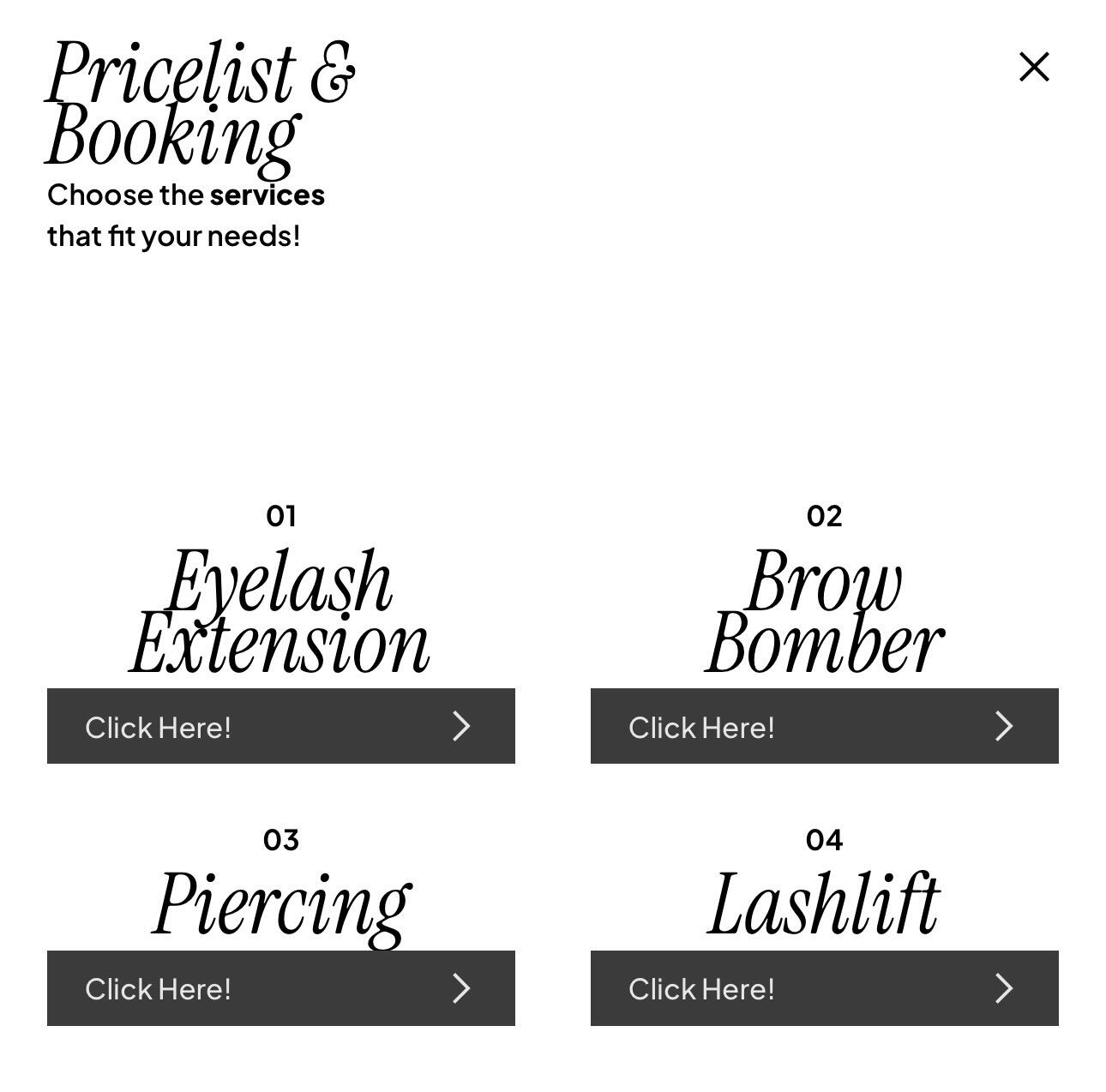 Pilih service yang diinginkan dan mohon dibaca satu per satu