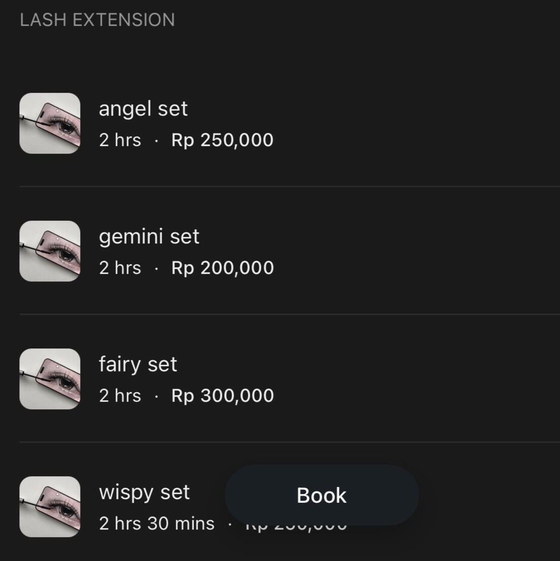 Pilih menu yg diinginkan (jangan lupa memilih menu add ons jika ada tambahan service)