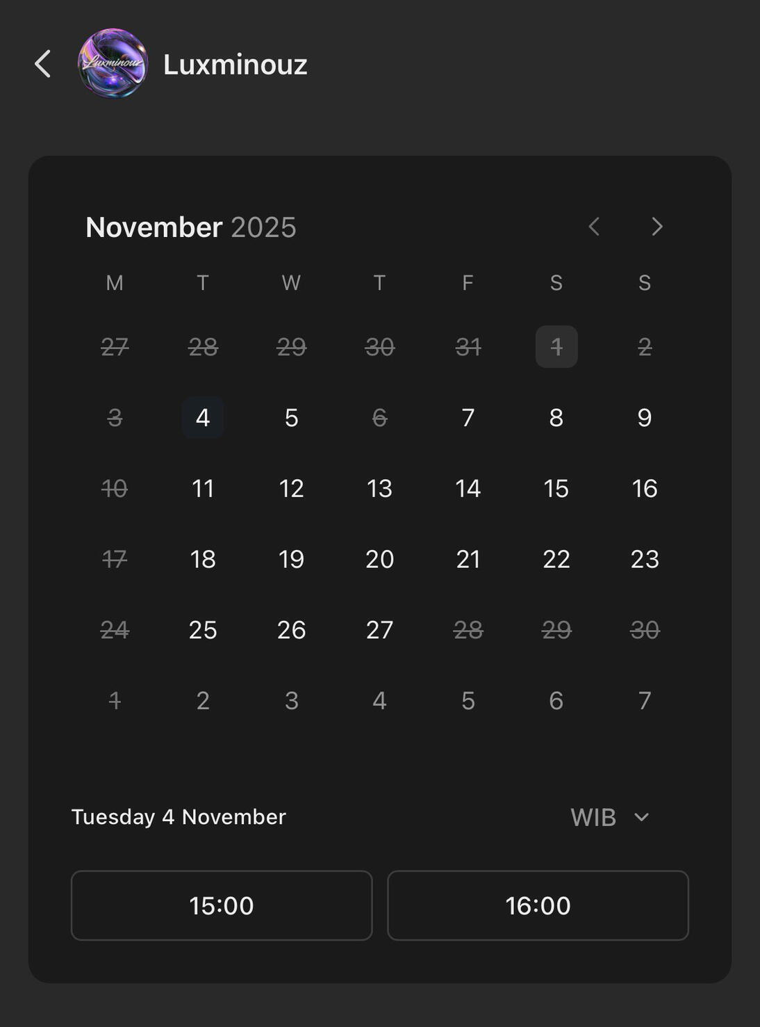 Pilih jam dan tanggal yang diinginkan, disini semua orang bisa cek slot secara real-time